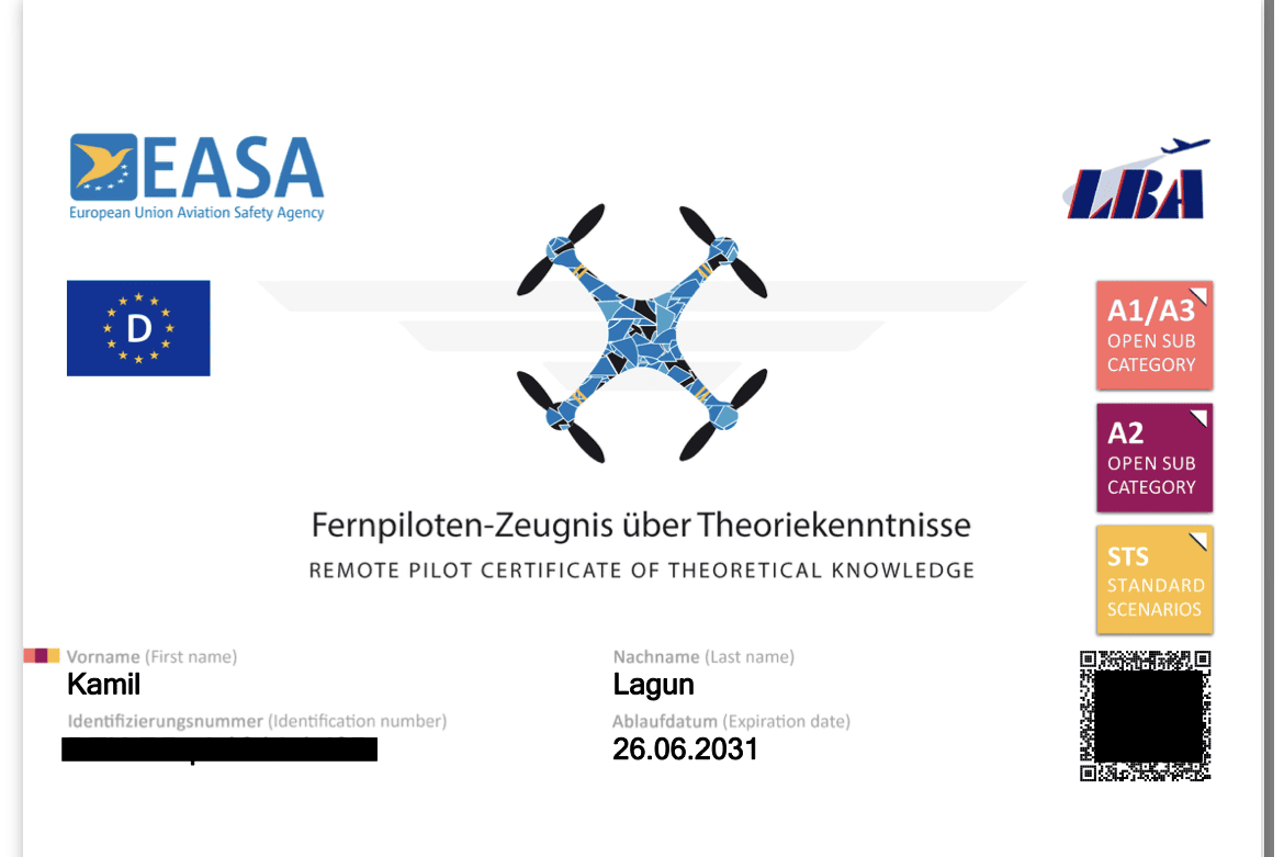 EASA Qualifikation AeroSurvey Kamil Lagun